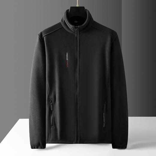 【Q】【抓绒衣】【新款DPF】大依优型大码男装加绒立领夹克抓绒衣加肥加大休闲夹克胖子宽松防风外套上衣 商品图2