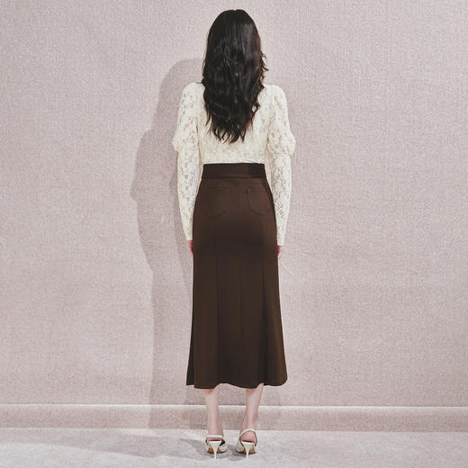 法式复古感深棕色鱼尾半裙2024秋冬半身裙 商品图3