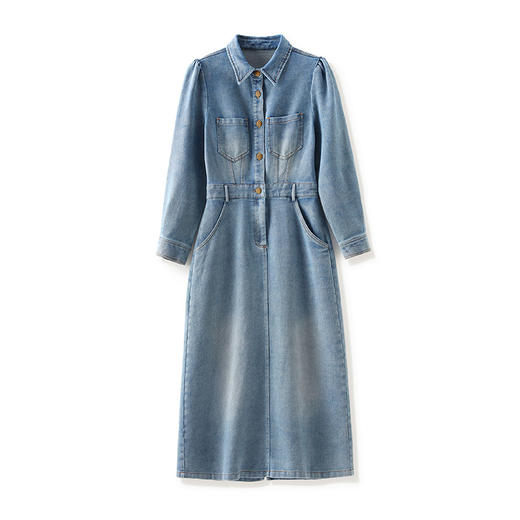 纯棉翻领中长款水洗牛仔裙WLZD2429501 商品图4