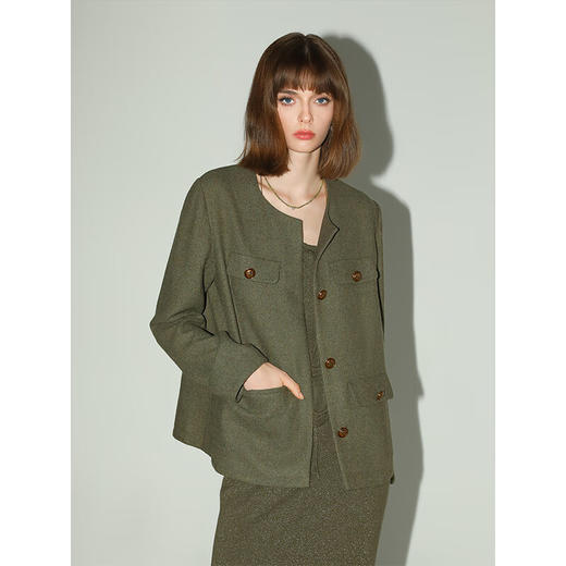 COCOBELLA名媛小香风羊毛外套质感金属扣箱型毛呢外套WL7060 商品图3