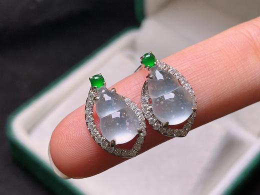 18k葫芦翡翠耳钉 商品图2