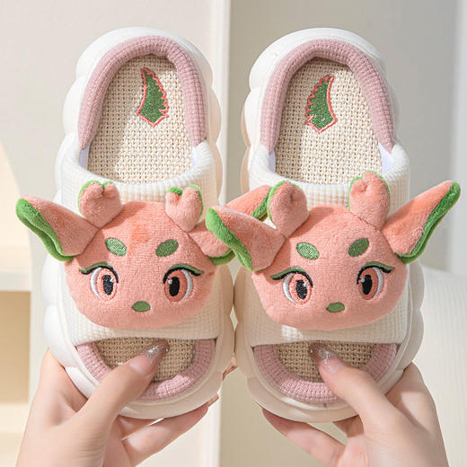 【舒适系列&萌趣卡通麻拖】新款儿童亚麻卡通神兽 舒适防滑耐磨 速干柔软户外室内地板拖鞋 男童女宝拖鞋-QQ 商品图5