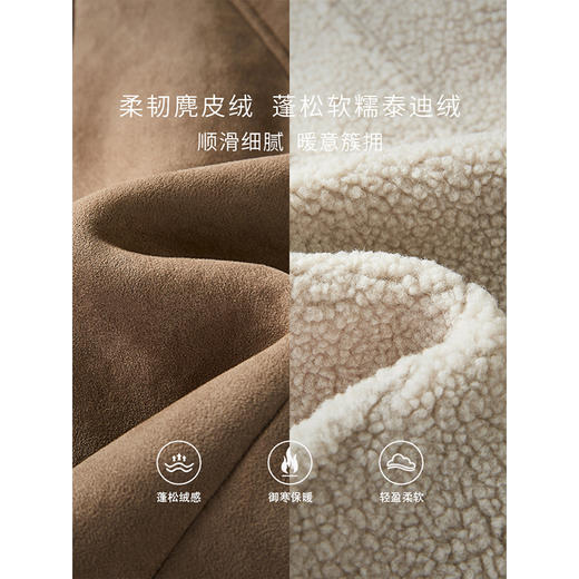 【年终特卖】熙世界美拉德麂皮绒短外套冬季新款小个子加厚保暖皮毛一体大衣 商品图3