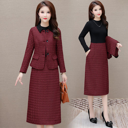 QYM H2182-Y时尚两件套裙小香风外套优雅套装裙 商品图0