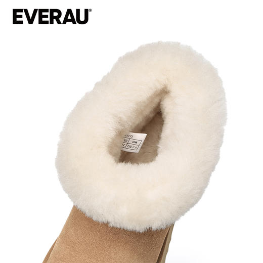 EVERAU靴口翻毛美利奴羊毛奶乎乎装饰条秋冬保暖雪地靴UEA3173 商品图3