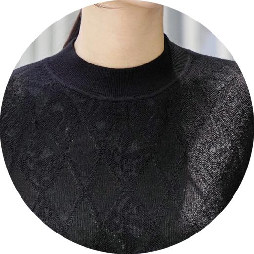 伯妮斯茵 | 极简高级风 黑色半高领中袖针织衫 春夏肌理感气质上衣 HJ3E03 商品图1