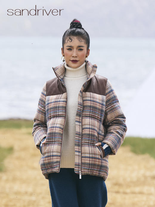 青海羊绒拼皮女款羽绒服SJF96W301N 商品图0