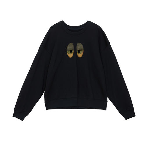 谜底圆领套头卫衣女2024冬新品学院风休闲趣味绣花上衣244MV1667 商品图4