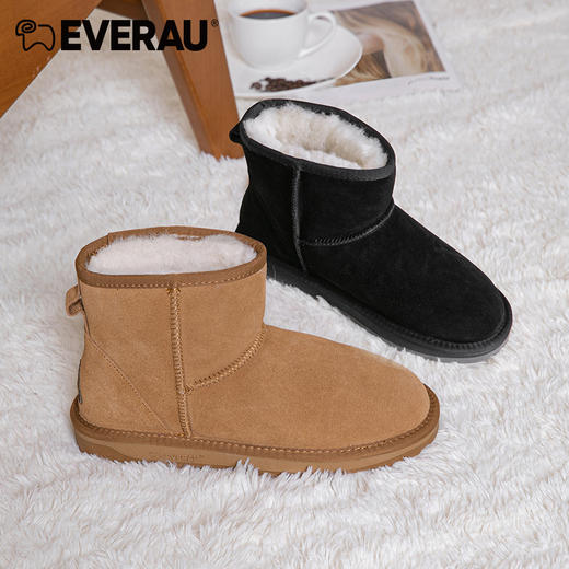 EVERAU男女同款迷你短筒经典麂皮绒雪地靴EA3132 商品图6