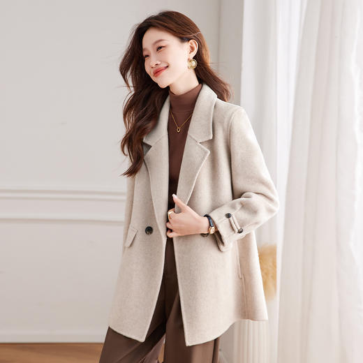 双面呢羊毛大衣，气质名媛呢子西装毛呢外套HR-QIXFS248808 商品图3