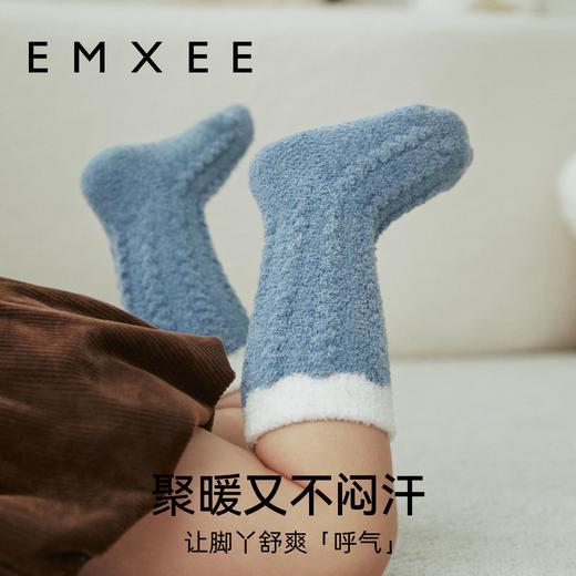 【婴童服配】 嫚熙婴儿袜子秋冬半边绒地板袜男女童宝宝中长筒防滑新生儿学步袜 商品图2