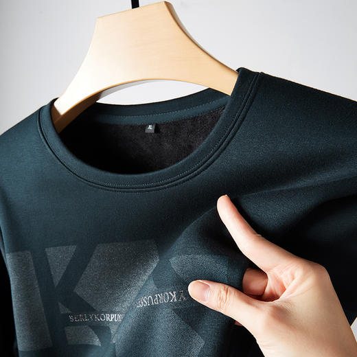 【新款DPF】大依优型大码加绒卫衣圆领长袖加肥加大休闲运动上衣男打底衫胖子 商品图4