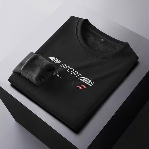 【新款DPF】大依优型大码加绒卫衣圆领长袖加肥加大休闲运动上衣男打底衫胖子 商品图4