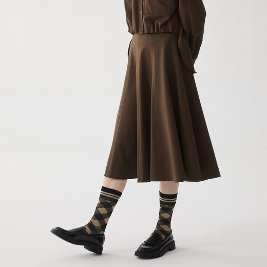 谜底A字型半身裙2024冬季新品通勤风磨毛保暖伞型半裙女244MB1627 商品图1