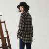 谜底黑白格子衬衫长袖女2024冬季新品宽松羊毛混纺衬衣244GC1484 商品缩略图2