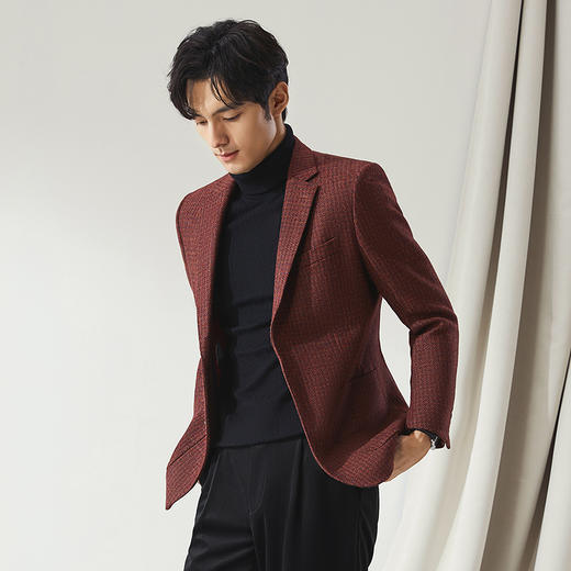 【高端系列】柒牌西装男秋冬新品进口面料纯羊毛商务休闲西服外套	127C71010 商品图1