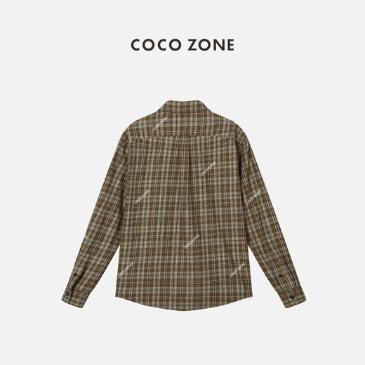 COCO ZONE 100%棉格子衬衫宽松设计感小众别致衬衣23C19241 商品图1