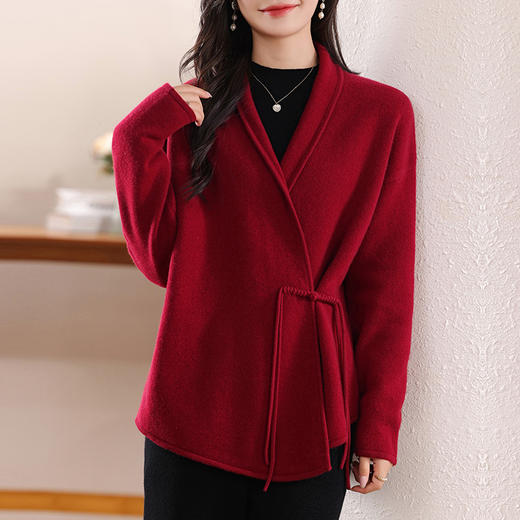 纤束马丝光纯羊毛一粒扣开衫 JN-2407 商品图0