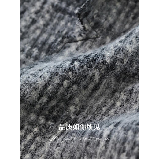 COCOBELLA[MIU系穿搭]毛绒格纹羊毛大衣女秋冬毛呢外套WL3005 商品图4