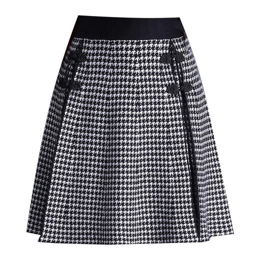 国风复古毛线千鸟格高腰半身裙MYX-621 商品图4