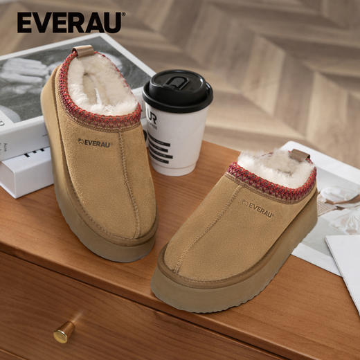 EVERAU异域风格编制花纹边浅口厚底便鞋雪地靴EA2034 商品图1