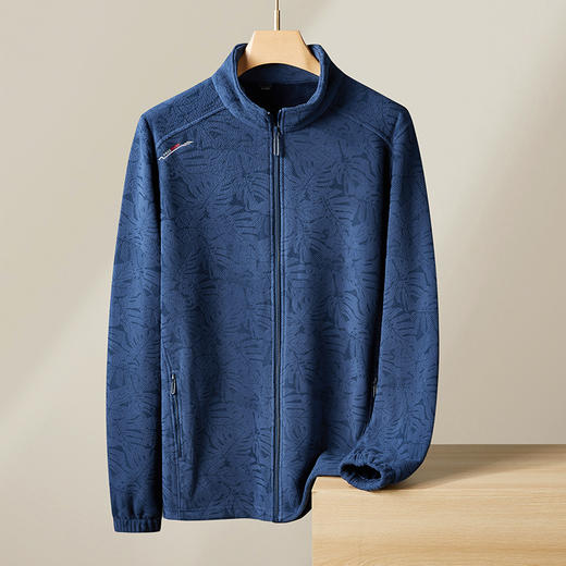 【Q】【抓绒衣】【新款DPF】大依优型大码男装加绒立领夹克抓绒衣加肥加大休闲夹克胖子宽松防风外套上衣 商品图7