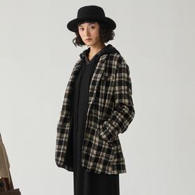 谜底西装呢子大衣女2024冬季新品简洁利落宽松西服外套244GD1653