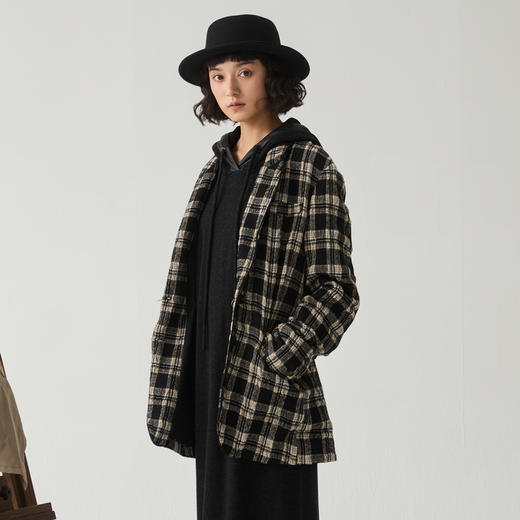 谜底西装呢子大衣女2024冬季新品简洁利落宽松西服外套244GD1653 商品图0