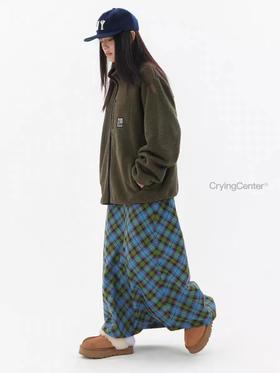CryingCenter 海藻蓝格纹筒裙 哭喊中心