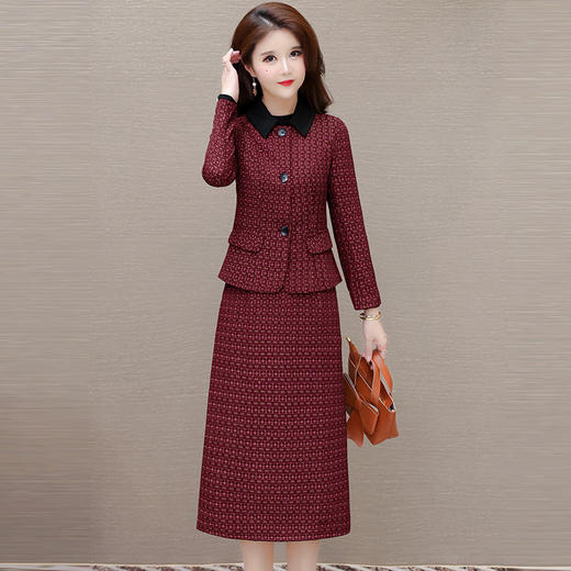 QYM H2182-Y时尚两件套裙小香风外套优雅套装裙 商品图1