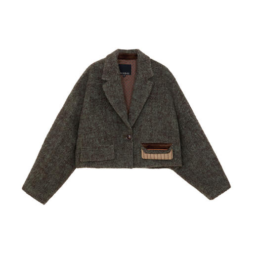 谜底短款毛呢大衣女2024冬新品通勤风时尚羊毛混纺外套244MD1669 商品图4