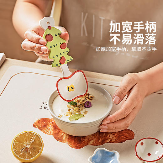 摩登主妇可爱陶瓷勺子长柄高颜值卡通汤勺家用创意喝汤小调羹汤匙 商品图4