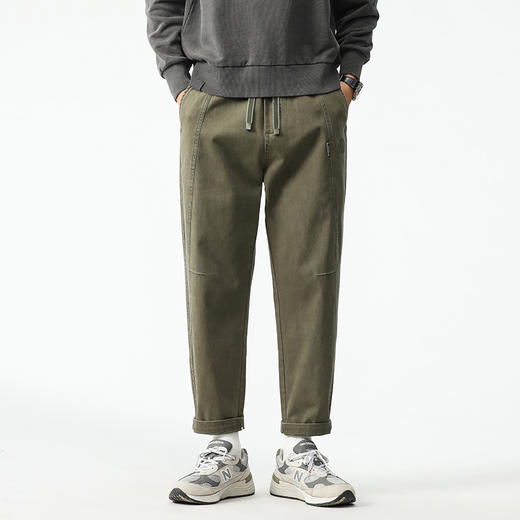 【纯棉】【新款DQ】大依优型大码松紧腰直筒休闲长裤男舒适休闲简约百搭加肥加大男装潮款 商品图0