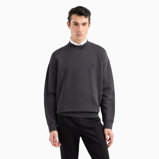 EMPORIO ARMANI 阿玛尼 男士超大压花徽标刺绣棉质宽松版型针织运动卫衣 灰色 6D1MD4 1JTAZ 0842 商品图1