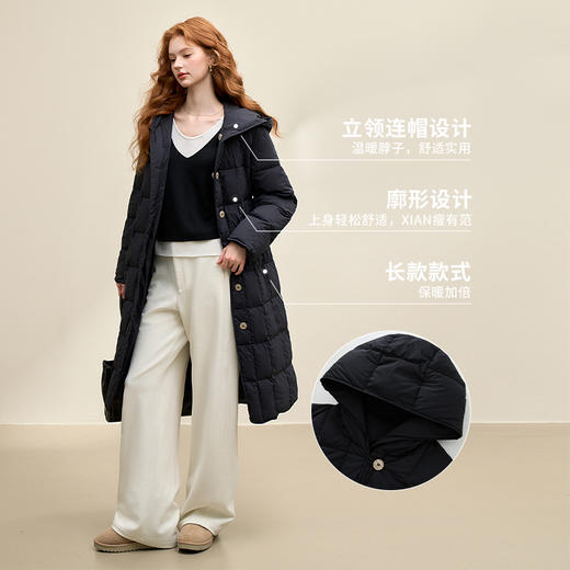 简约高级感立领连帽长款羽绒服女秋冬显瘦保暖面包服外套V0043455 商品图1