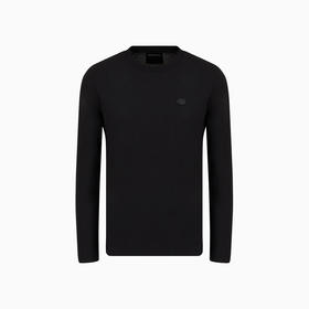 【一】EMPORIO ARMANI 阿玛尼 男士微型徽标贴片的 Supima 针织圆领长袖T恤 黑色 8N1TR1 1JRGZ 0999