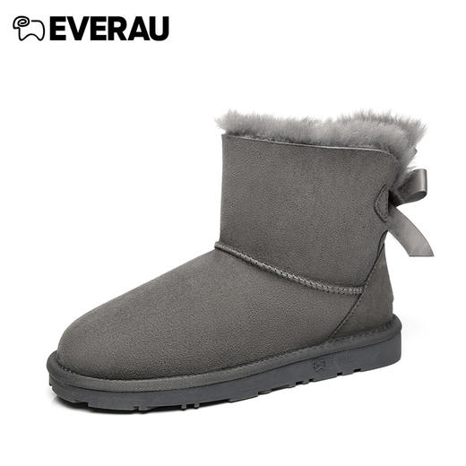EVERAU蝴蝶结短靴雪地靴皮毛一体防滑防泼水女鞋EA3005 商品图10