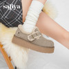 Safiya/索菲娅2024冬季厚底增高一脚蹬加绒保暖羊羔毛勃肯棉鞋 SF44112038 商品缩略图2