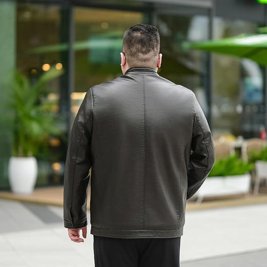 【加绒】【新款DTX】大依优型大码立领皮夹克PU加绒棉衣外套加肥加大肥佬休闲上衣男士胖子秋冬 商品图2