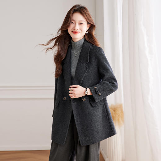 双面呢羊毛大衣，气质名媛呢子西装毛呢外套HR-QIXFS248808 商品图2
