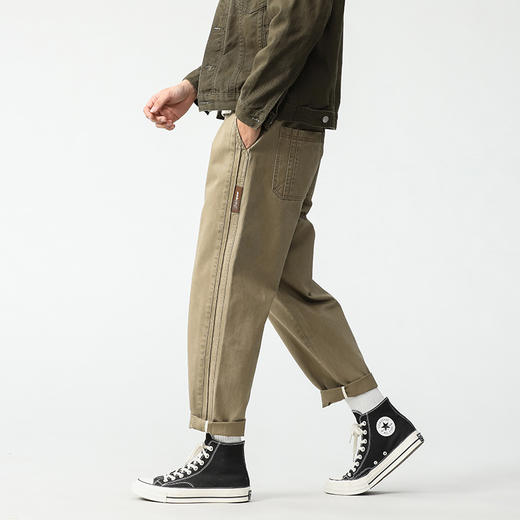 【100%棉】【新款DQ】大依优型大码松紧腰直筒休闲长裤男舒适休闲简约百搭加肥加大男装潮款 商品图3