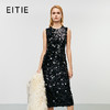 EITIE爱特爱冬季新款奢华感黑色亮片收腰圆领礼服连衣裙8077702 商品缩略图0