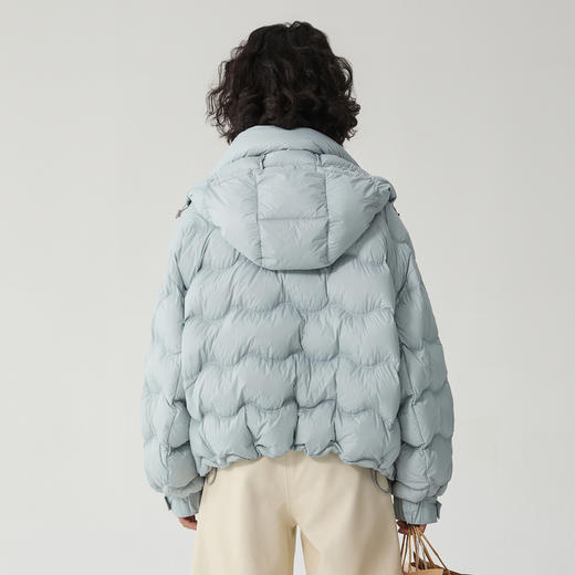 谜底连帽短款羽绒服女2024冬新品简约百搭宽松鹅绒保暖244MY1492 商品图2