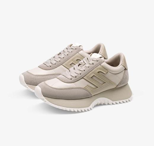 燕麦拿铁-莎莎苏2024秋新款厚底增高阿甘鞋复古百搭卡其色德训鞋 商品图1