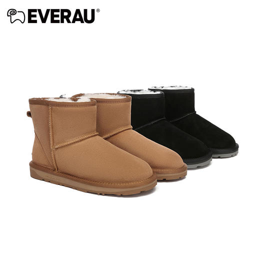 EVERAU男女同款迷你短筒经典麂皮绒雪地靴EA3132 商品图0