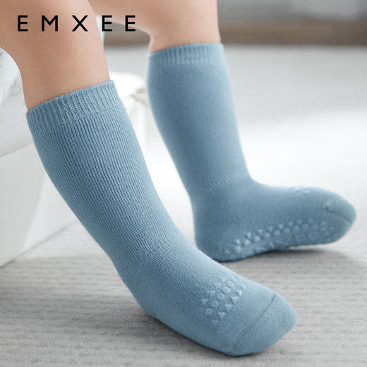【母婴服配】嫚熙儿童春秋款地板袜防滑男女童宝宝婴幼儿纯色袜子防蚊中长筒袜 商品图1