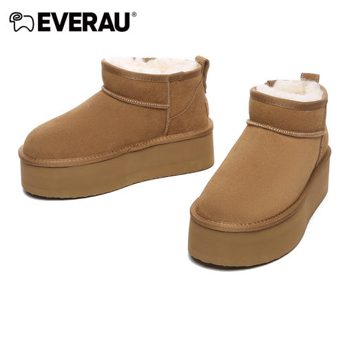 EVERAU高级休闲慵懒感秋冬超低筒厚底女款雪地靴EA3155 商品图1