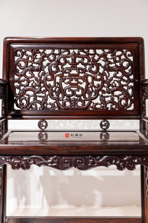 红桥红  家具严选  大红酸枝（交趾黄檀）【螭龙纹 玫瑰椅 三件套】 商品图2