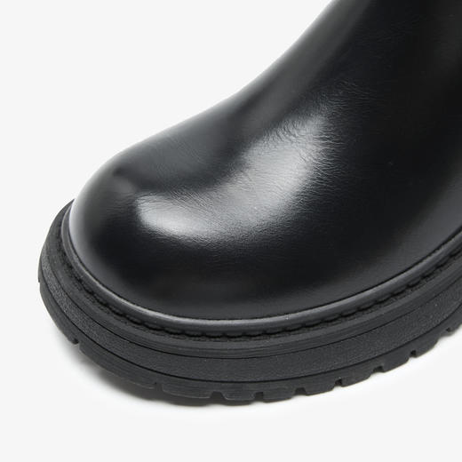 西遇高筒长靴女新款冬季复古增高皮带扣骑士靴粗跟黑色高筒靴V3947756 商品图5