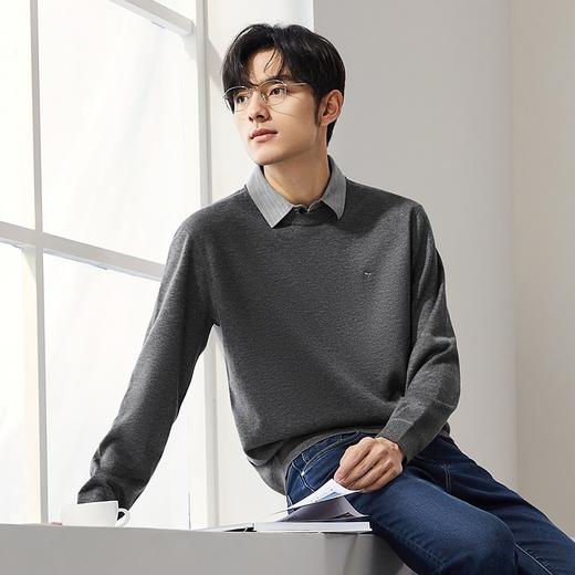 【加绒假两件】柒牌毛衣男2024冬季新款衬衫领保暖时尚休闲针织衫	127Y70720 商品图3